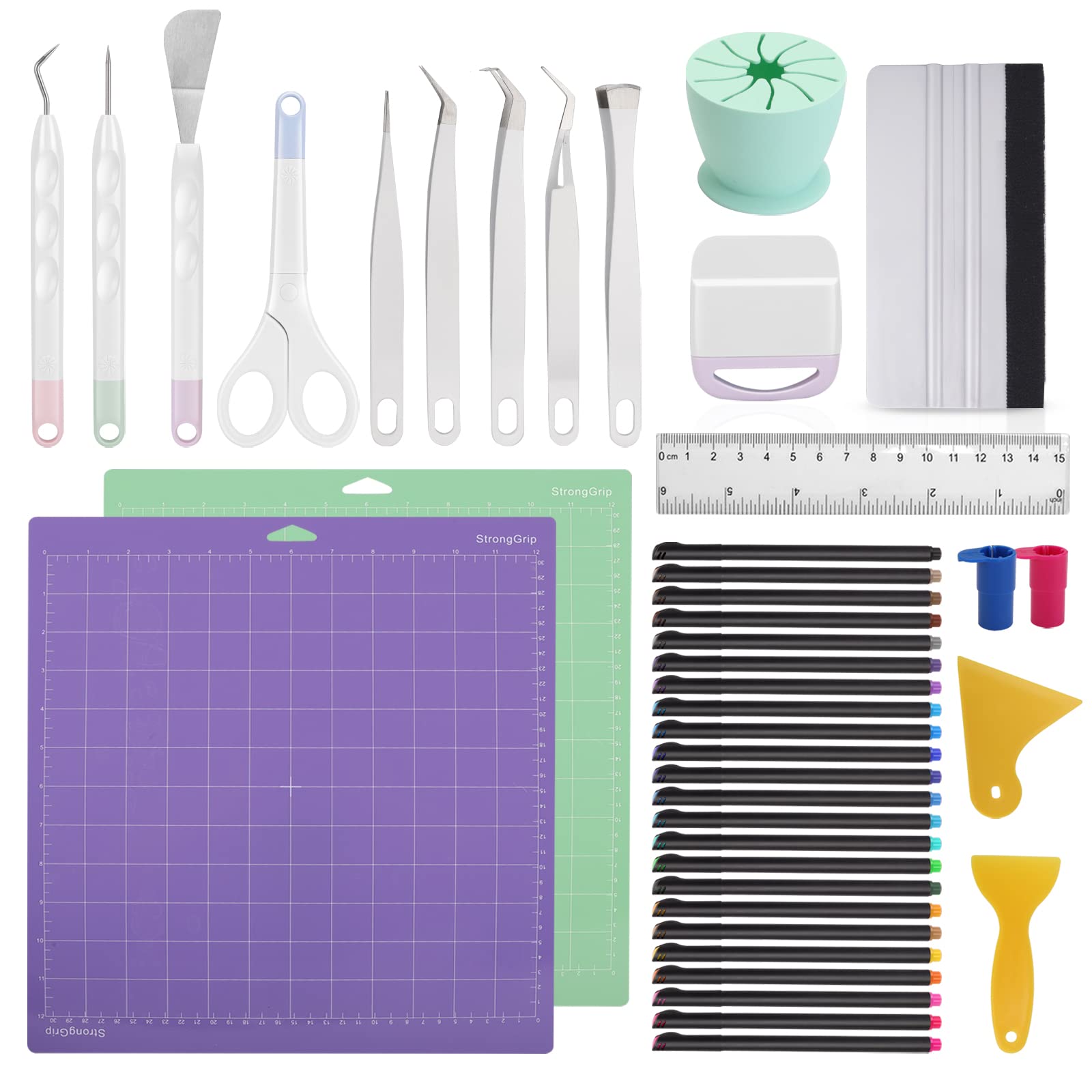Accessories Bundle for Cricut Machine Maker, 43 pcs All in one Tool Kit  Compatible for Cricut Machine, Cricut Maker Weeding Tool, Colored Pencil